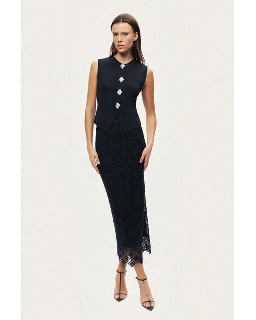 Nocturne Black Embellished Sleeveless Knit Top