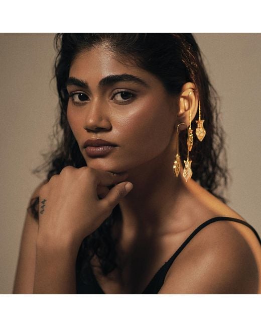 Dhwani Bansal Metallic Amphora Earrings With Mother Of Pearl