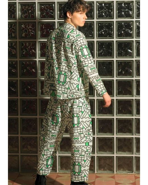 Wild Clouds Green Organic Cotton & Linen Shirt