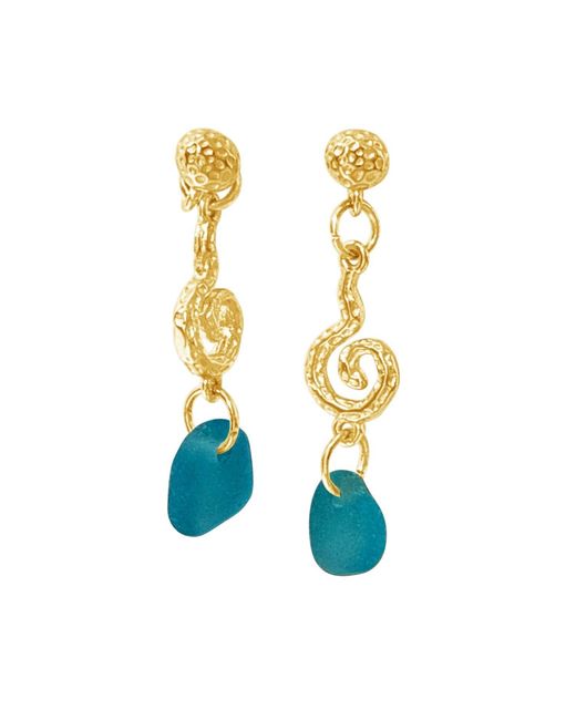 Glassy Blue Havspiral Earrings