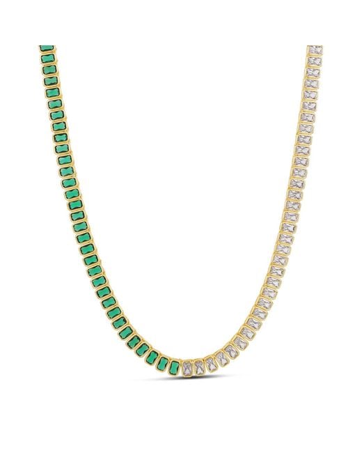 SHYMI Metallic Half And Half Colored Emerald Tennis Necklace