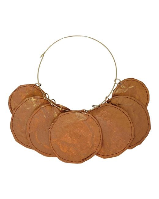 Romer Millinery Brown Metallic Silk Disc "Coin" Choker Copper