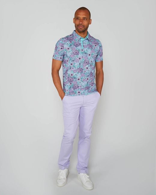 Lords of Harlech Blue Pietro Garden Party Polo Shirt for men