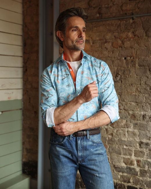 Blake Mill Blue Racing Lines Powder Shirt for men