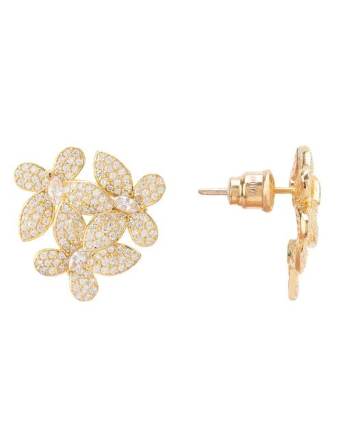 Latelita London Metallic Flowers Large Stud Earrings Gold