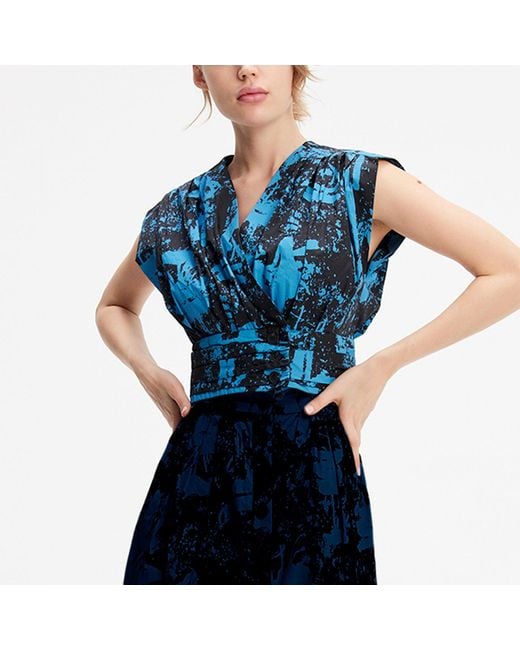 Smart and Joy Blue Cross-Heart Crop Top