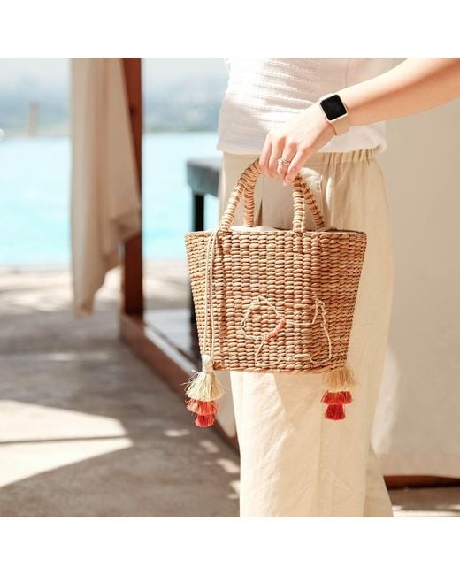 LIKHÂ Natural Mini Tote Bag With Embroidered Westie