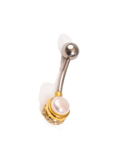 Ebru Jewelry Metallic Royal Pearl & Diamond Sterling Plated Piercing