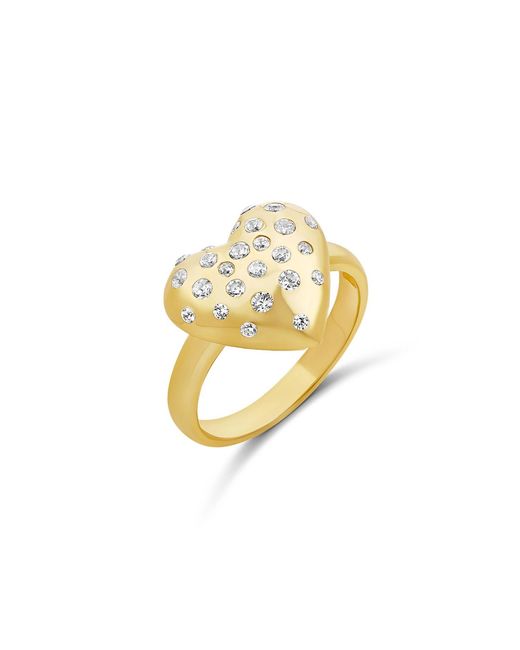 SHYMI Metallic Scattered Stone Puffy Heart Ring