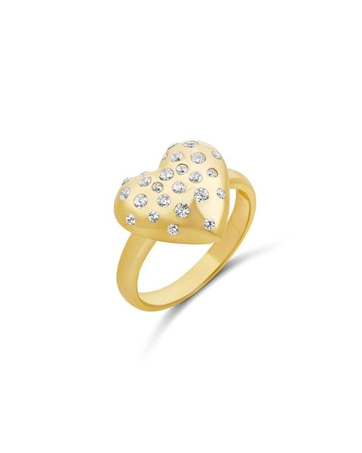 SHYMI Metallic Scattered Stone Puffy Heart Ring