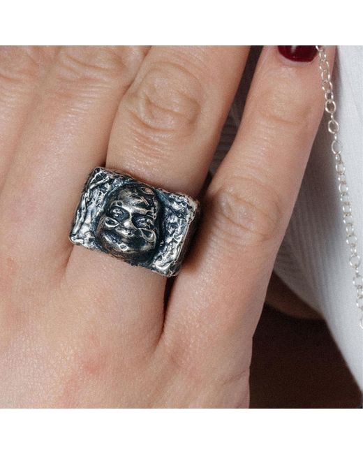 Moca Jewellery Gray Buddha Signet Ring