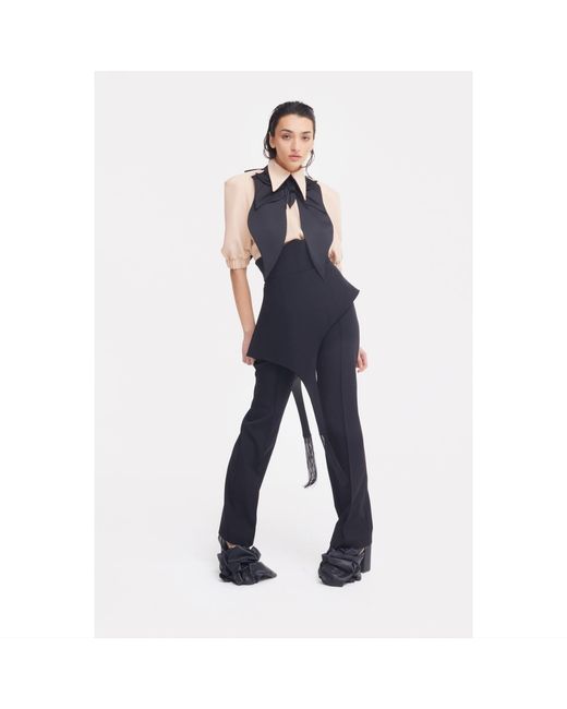 Julia Allert Black Oversized Satin Bib Collar