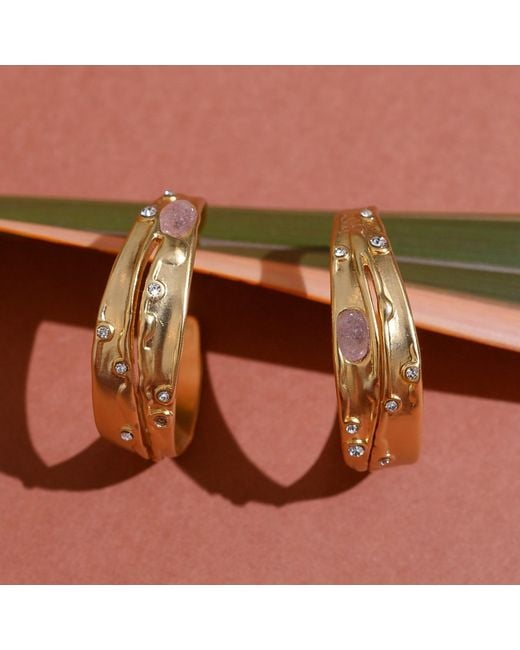 Rare Matters Jewelry White Gemstone Hoop Earrings