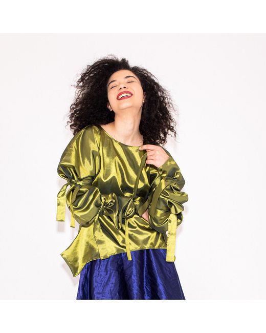 Bianca Popp Green Ribbon Wrapped Blouse