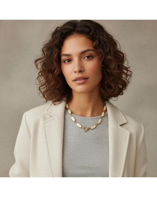Caramel Vintage Jewellery Metallic Oval Shell Link Necklace