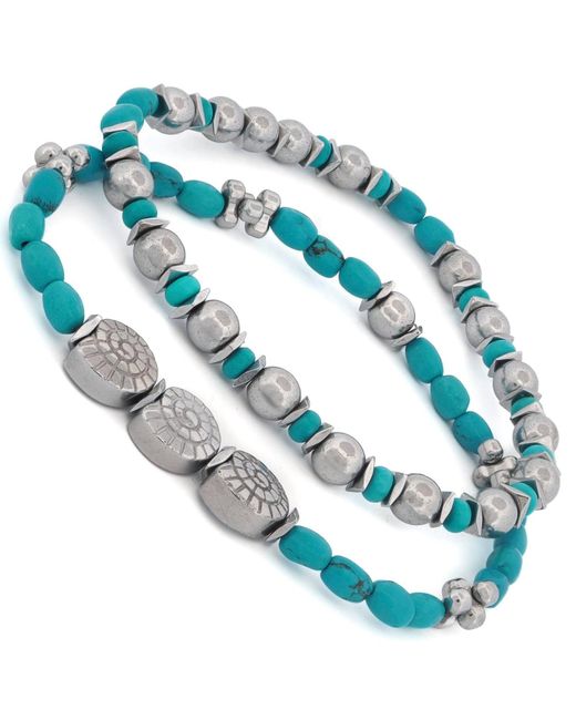 Ebru Jewelry Blue Sea Soul Hematite & Bracelet Set for men
