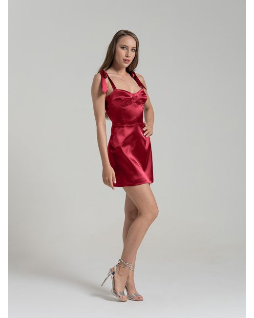 Tia Dorraine Red Sweetheart Melody Satin Mini Dress