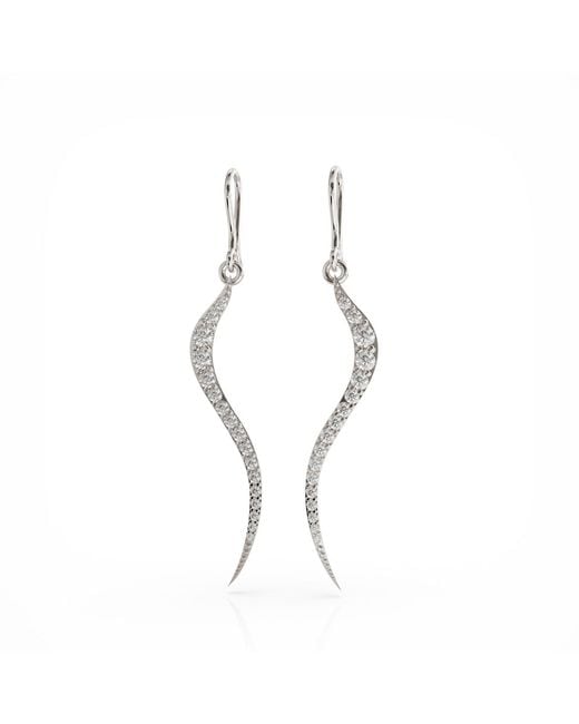 Linda Fiore Metallic Swirl Earrings With Clear Cz