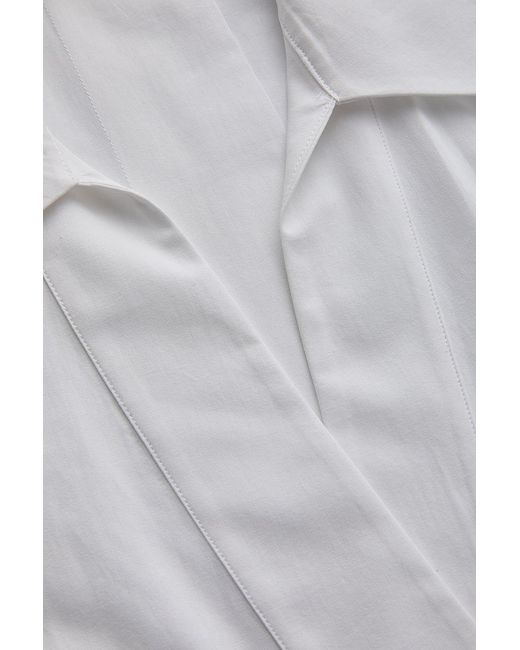 Exquise White Lucia Collared Poplin V-Neck Blouse
