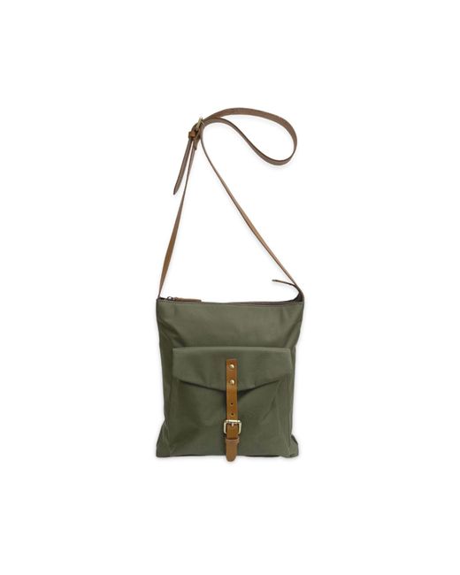 VIDA VIDA Green Nylon & Leather Messenger Bag for men