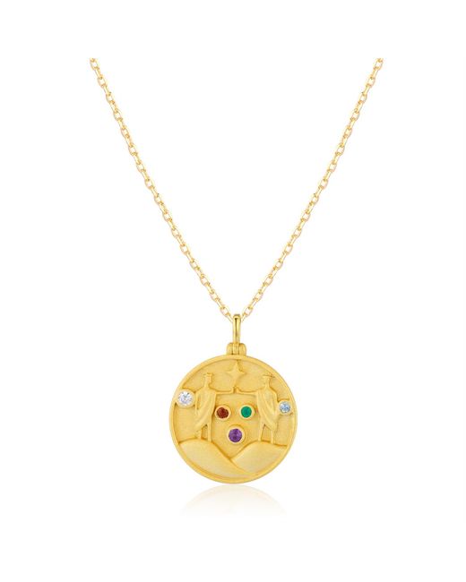 Azura Jewelry New York Metallic Gemini Zodiac Mantra Necklace Vermeil