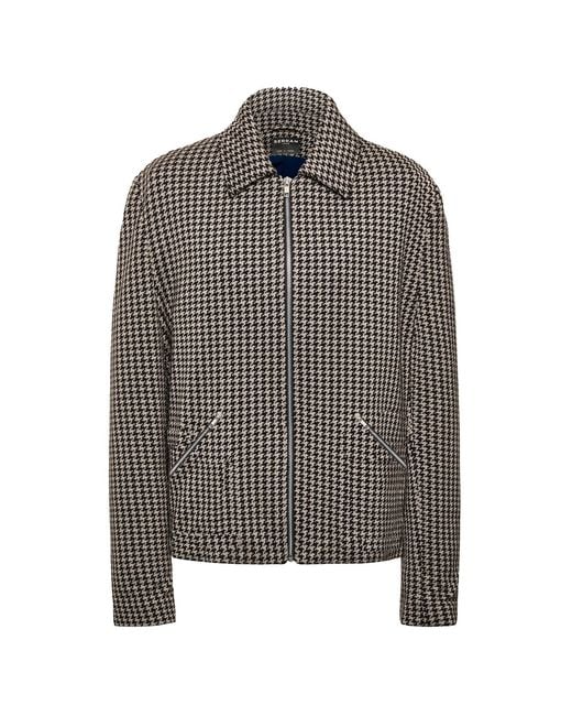 SEREN LONDON Brown Houndstooth Knitted Jacket for men