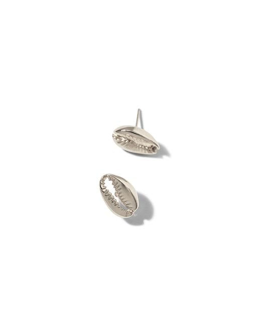 Jaredjamin White Cowrie Stud Post Earrings