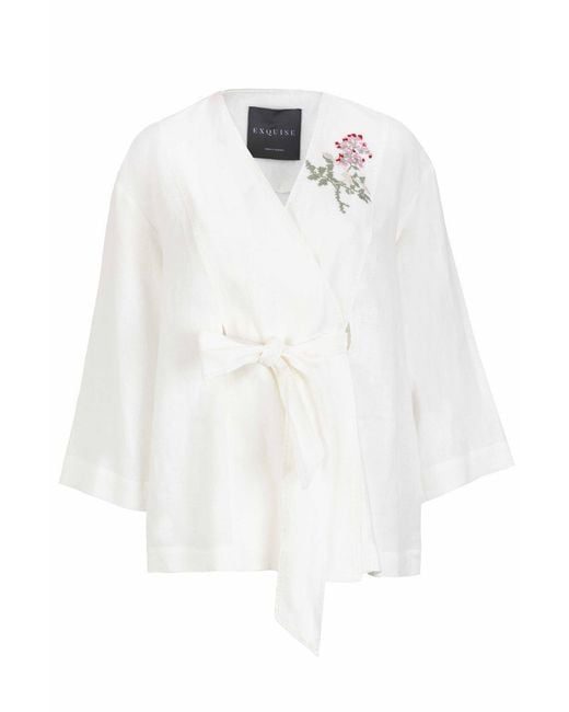 Exquise White Elisa Belted Jacket