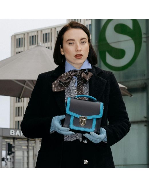 Zatchels Blue Harmony Handmade Leather Sugarcube Plus Handbag