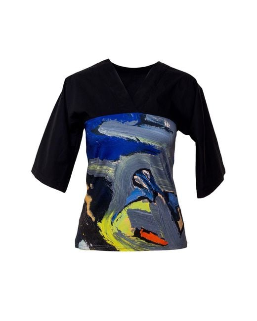 ARTISTA Black Bird Printed Top