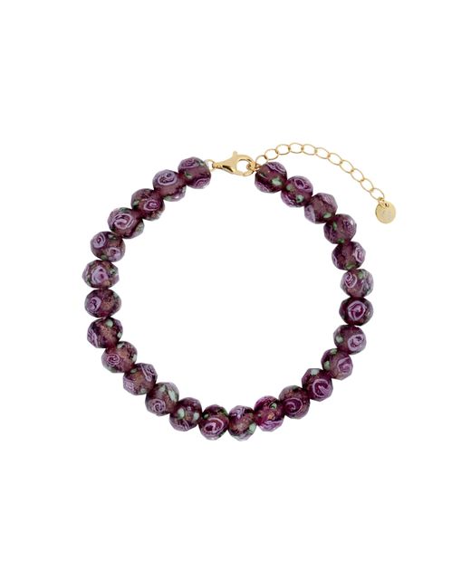 Gold Trip Metallic Autumn Rose Glass Beaded Bracelet