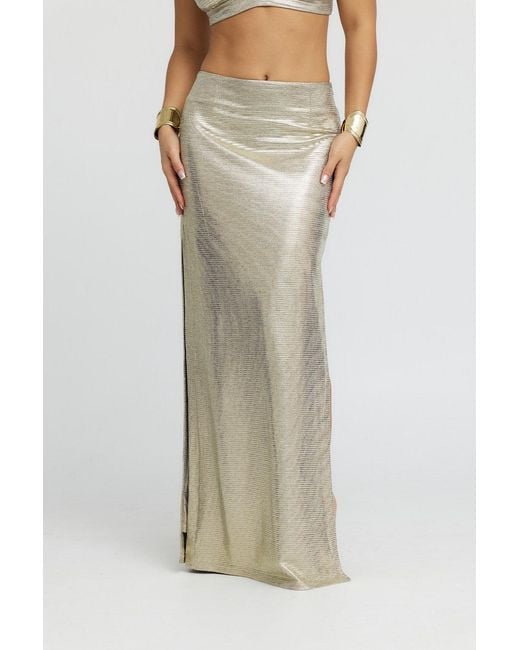Why Mary Gray Astraea Metallic Maxi Skirt