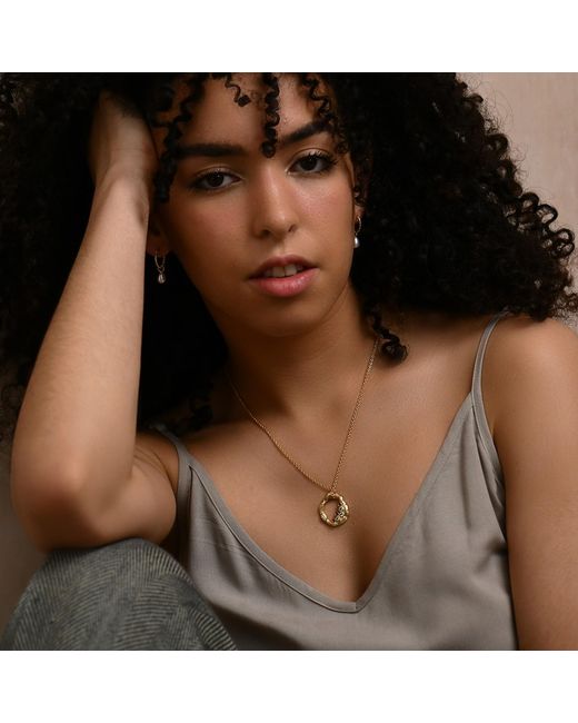 Janus Edinburgh Metallic Vermeil Organic Styled Oval Texuture Garnet Sistrum Necklace