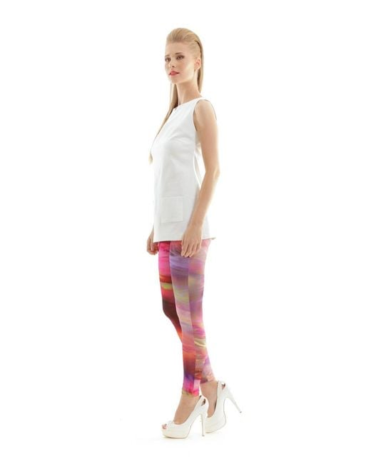 Conquista Pink Silky Stretch Print Pants
