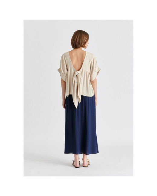 Paisie Natural Neutrals Relaxed Fit Top With Back Bow Detail