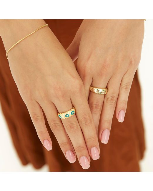 Spero London Metallic Natural Textured Sterling Evil Eye Ring