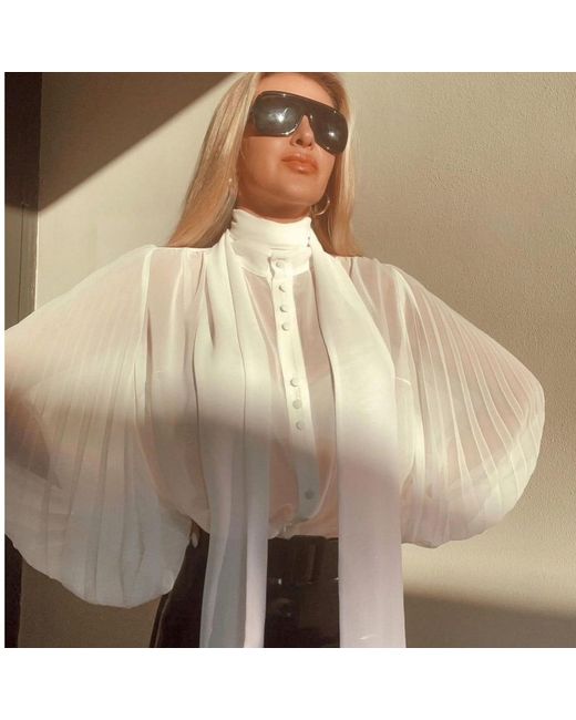 AGGI by HALEWSKI White Linda Muslin Blouse