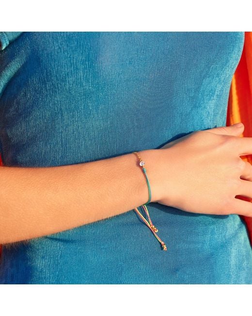 Adriana Pappas Designs Metallic Cz Solitaire Bracelet On Colored Cord