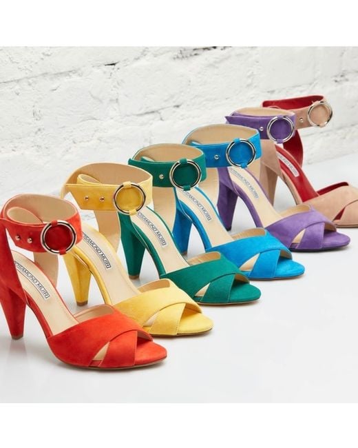 Rosamund Muir London Red Montana Coral Suede Heels