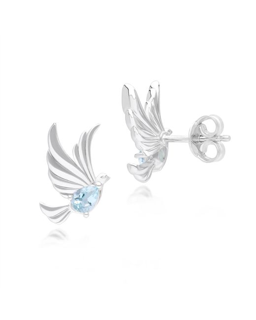 Gemondo White Ecfew Creator Topaz Dove Stud Earrings In Sterling Silver