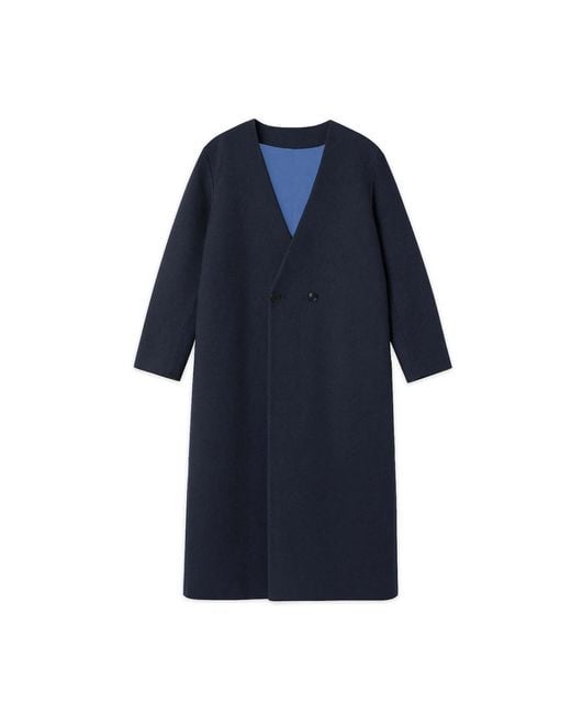 Éclectique Blue Collarless Long Coat for men