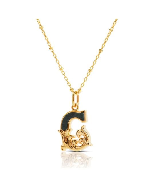 Kasun Metallic Plated G Initial Necklace With Marble