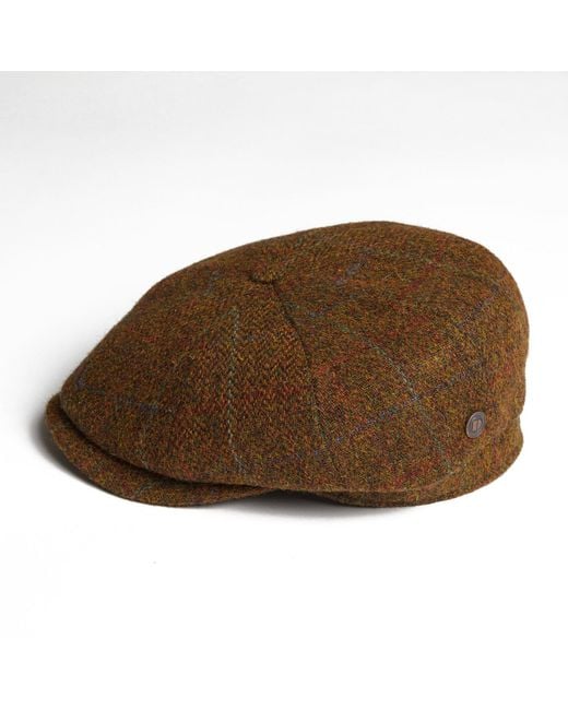 Dasmarca Hats Brown Harrison Savanna Harris Tweed Newsboy Cap for men