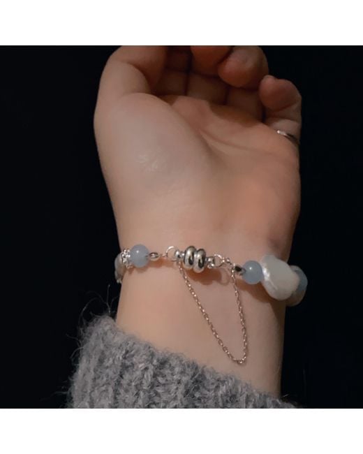 Ninemoo Blue Aquamarine Baroque Pearl Bracelet