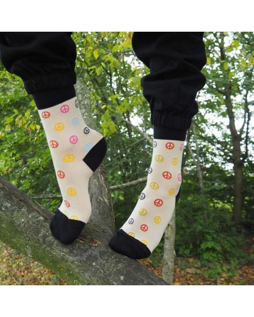 Peper Harow - Made in England Metallic Neutrals Peace & Leaf Cream Socks Bundle