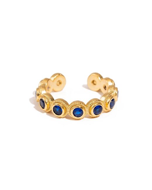 Ebru Jewelry Metallic Royal Sapphire Adjustable Plated Stackable Ring