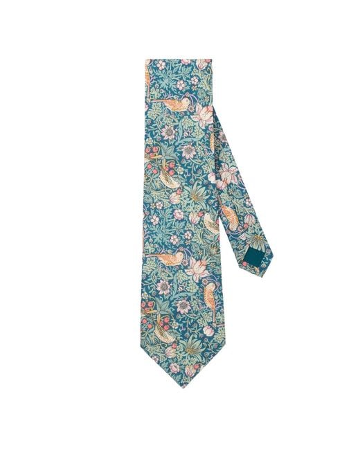 LE COLONEL Blue Neutrals Liberty Emerald Strawberry Thief Tie for men
