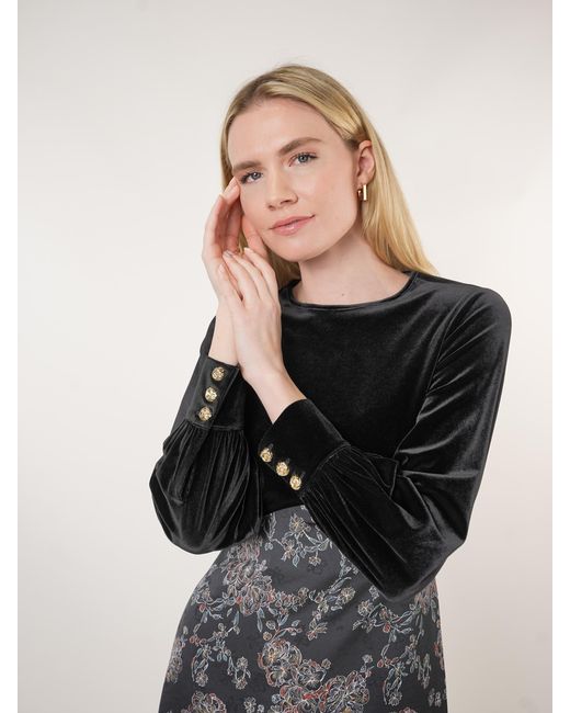 John Abgin Black Velvet Inverted V-Waist Midi Dress