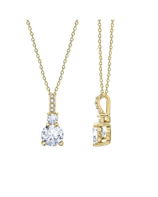 Diamonbliss Metallic Embellished With Swarovski Plated Round Cut Solitaire Drop Pendant Necklace One And Half Carat
