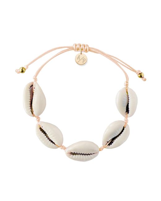 Adriana Pappas Designs Metallic Natural Shell Adjustable Bracelet On Colored Cord